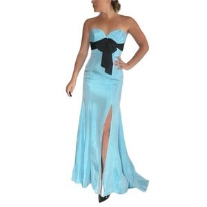 Jovani Strapless Gown Blue/Black